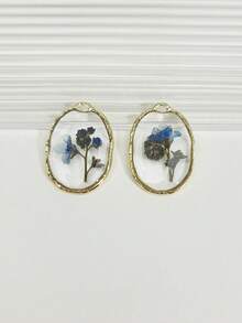 Conjunto de 2 pingentes delicados e charmosos de flores naturais, feitos com resina e flores secas. Pingentes transparentes para confecção e decoração de bijuterias. Ideais como presente de aniversário e para usar em colares, brincos, chaveiros e bolsas. - Multicolorido - Ver 9