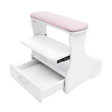 TFCFL 1 Pcs Modern Foot Rest Pedicure Manicure Funiture, Floor Standing Trolley For Foot Bath, 20.47x16.14x21.65 Inches Footbath Stool With Wheels For Foot Baths, Foot Manicures, Foot Massages-Removable Shelf,Comfortable Soft Cushion,Practical Drawer For Beauty Salons, Medical Clinics, Hair Salons, Family Bathrooms - Pink - View 7