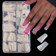 140 Pcs Short Claw Nail Tips,Natural Curved Stiletto Nail Dual Forms Extension 3D Curve Sculptural Acrylic Nails, Reusable Full Cover Molds Halloween Nail Accessories 14Size - 樣式 6 - 查看 10