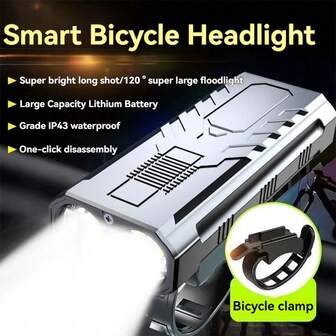 1 pieza Luz potente para ciclismo nocturno, Luz delantera de bicicleta 2 en 1 con clip, recargable por USB, linterna para montar al aire libre