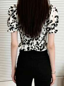 Summer Casual All-Over Print Slim Fit Short Sleeve Shirt - Black and White - View 3