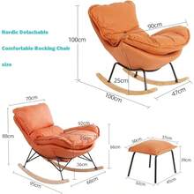 ccSilla tapizada con brazos silla cómoda con reposapiés sofá mecedora sofá moderno y transpirable asientos de cine en casa para sala de estar impermeable y a prueba de suciedad interestingnn - Naranja - Ver 2