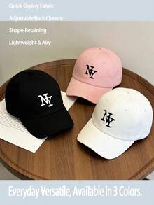 1pc Women's NY Letter Print Baseball Cap, Street Fashion Casual Hat For Autumn/Winter Outings, Travel, Beach Vacation - Multicolor - View 2