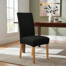 Tendencia6 Fundas Elasticas Protectoras Removibles Sillas Comedor Bazarú Cubresilla Color Negro Diseño de en tela Jaquard pack 6 pzs Maxima sujeciónCalidad premium - Negro - Ver 1