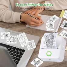 PRINHSJI Mini impresora, impresora portátil sin tinta con 10 rollos de papel térmico, impresora de bolsillo pequeña para imágenes, fotos, diarios, manualidades, uso doméstico y de oficina - Multicolor - Ver 10