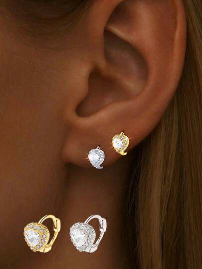 1pc S925 Sterling Silver Heart-Shaped Earring - Fashionable, Elegant Earrings Suitable For Women's Daily Wear, An Ideal Thoughtful Gift For Girlfriend, Mom And Sister