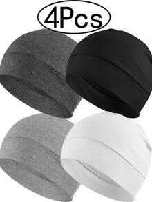 4pcs Lightweight Breathable Sleeping Cap, Suitable For Chemotherapy Patients, Unisex - C - View 16