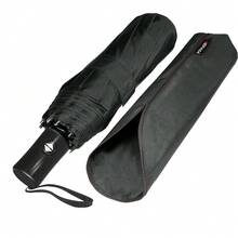 Compact Travel Umbrella - Windproof Auto Open/Close, Small Folding Umbrella For Rain - Lightweight & Durable With Fiberglass Frame, Waterproof Canopy - Fits Backpack, Purse, Suitcase. (Black),42Inch-1Pack,Black - Hitam - View 7
