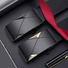 1条/2条装男士时尚自动扣腰带，休闲百搭腰带，送给年轻和中年男士的完美礼物 - 黑色 - 查看 12