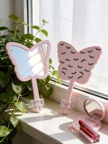Butterfly Eyelash Shaped Handheld Mirror, Moisture-Proof Mirror Surface, Suitable For Bathroom, Can Be Used As Eyelash Decoration, Creative Gift, Suitable For Girlfriend/Best Friend, Also Suitable For Christmas, Wedding, Valentine's Day, Mother's Day And Other Occasions,Giveaways,Travel,Cheap Stuff,Travel Essential - Multicolor - View 14