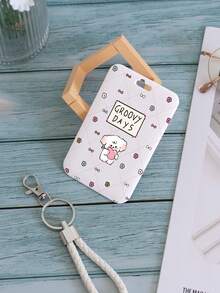 1pc Cute Puppy Bow Heart Plaid Pattern Card Holder, Suitable For Anniversary, Birthday, Housewarming, School, Office, Everyday Use Can Hold Cards, Business Cards, ID, With Lanyard For Easy Carrying