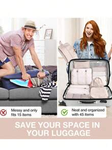 10件套旅行收纳包，大容量旅行包，抗氧化涤纶材质，包含化妆包、沙滩包、手提袋、旅行收纳袋、冬季旅行包、行李套装、化妆包、手提袋、旅行配件、旅行必备品、旅行好物、理想的衣物收纳整理容器、车载必备品、返校用品、母亲节礼物、女友礼物、教师节礼物、伴娘礼物、浴室装饰、化妆品收纳、浴室配件 - 彩色 - 查看 5