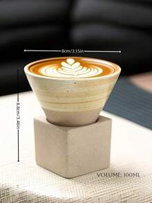 Handmade Ceramic Coffee Cup Set With Wooden Tray - Wabi-Sabi Style Pottery Tea Cup, Suitable For Cappuccino And Latte, Perfect For Afternoon Tea, Rustic Home Drinkware Gift - Multicolor - View 14