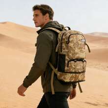 Mochila de Aventura 50 Litros Impermeable con Sistema de Carga Ergonómico para Senderismo de Varios Días y Camping de Montaña - camuflaje negro - Ver 4