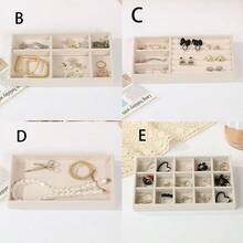 1/5个米色首饰托盘，空首饰托盘，戒指项链收纳托盘，长方形首饰整理盒，首饰展示托盘，抽屉分隔收纳托盘，小物件收纳整理盒，可堆叠首饰收纳托盘，多功能首饰展示盘，耳环戒指项链手镯收纳托盘，卧室梳妆台收纳托盘，首饰展示整理盒
