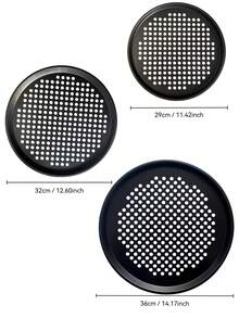 1pc/3pcs 12-Inch Black Carbon Steel Pizza Pan, Pizza Baking Tray, Non-Stick Pizza Mold, Suitable For Pizza, Cake, Bread, Roast, With Holes, Round Baking Tray, Oven Tray, Pizza Plate, Pizza Mold, Baking Set