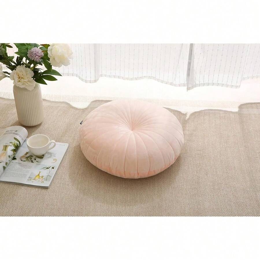 Floor Pillow Meditation Cushion Round Large Floor Pillows Seating For Adults, Velvet Thick Floor Cushions For Yoga Living Room Balcony Outdoor Tatami(Pink) - Pink - 查看 1