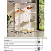 Large Indoor Cat Cage With Multiple Levels, Luxury Cat Mansion With Litter Box And Cat Bed - Multicolor - View 8