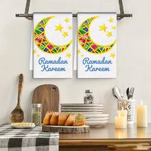 2/4/48pcs Kitchen Dishcloths, Polyester Colorful Moon & Star Pattern Dishcloths, Absorbent Soft , Suitable For Kitchen Cleaning And Holiday Decoration, Accentuate Ramadan Kareem Festive Atmosphere, Ramadan Gift, Ramadan Room Decor - Multicolor - View 14