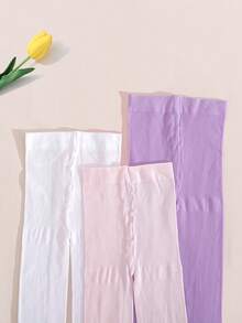 3 pares de medias dulces para niñas, leggings de alta elasticidad y densidad para primavera/verano, medias transparentes de colores de caramelo adecuadas para actuaciones artísticas - Multicolor - Ver 3