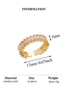 Anel ajustável de luxo em aço inoxidável com zircônias coloridas (1 peça), modelo arco-íris, banhado a ouro 18K e resistente ao desbotamento. Ideal para férias, casamentos, festas, uso diário, aniversários e outras ocasiões. - anel de aço inoxidável - Ver 17
