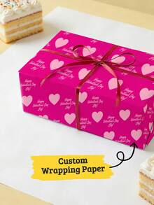 1pc Personalized Valentine's Day Custom Wrapping Paper With Custom Text Message Romantic Heart Theme Gift Wrap Paper For Valentine Gifts Anniversary Wedding Proposal Birthday Surprise Three Color Options Two Size Choices Decorative Wrapping Paper - Love - View 2