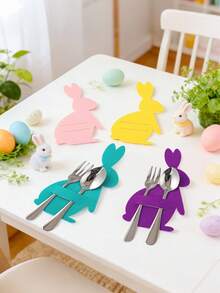 12个复活节兔子造型无纺布餐具袋，复活节家居餐桌装饰，复活节装饰品，复活节礼物，复活节派对用品，复活节派对餐具装饰，复活节餐桌装饰，厨房和餐厅装饰，复活节房间装饰，家居装饰，复活节装饰品，复活节礼物，复活节餐桌装饰