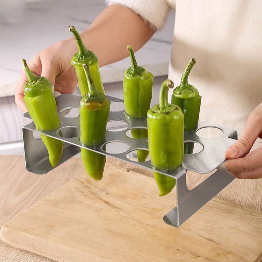 1pc 18-Hole Stainless Steel Chili Roasting Rack, Chili Barbecue Rack, Chili Holder For Grilling