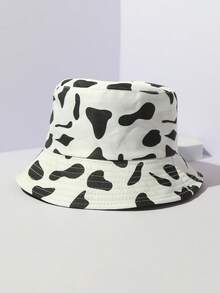 女士黑白奶牛纹渔夫帽，舒适透气，可折叠遮阳帽，适合春夏佩戴，百搭实用，适合日常、通勤、休闲和旅行，时尚女帽。