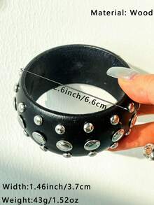 1 chiếc vòng tay nhựa phong cách Punk đen trắng tương phản, thiết kế đinh tán nhiều chi tiết với họa tiết ngôi sao, trang sức tròn bất đối xứng, quà tặng thời trang cho phụ nữ, phù hợp để đeo hàng ngày. - Nhiều màu D - Xem 10