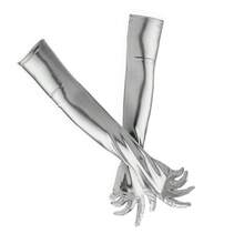 1 par de guantes largos de mujer de cuero sintético sexy, guantes ajustados negros, adecuados para disfraces de Halloween, actuaciones de pole dance en verano - color sólido - Ver 4