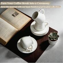 100ml Espresso Cups Set Of 6 With Saucers, Mini Ceramic Coffee Cups With Gold Trim, Stackable Turkish & Italian Demitasse Cups For Double Espresso, Cafe Mocha & Latte Art - White - View 7