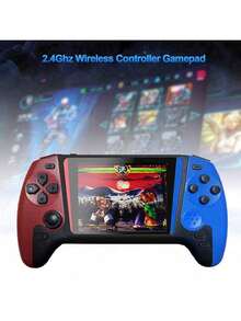 Christmas Decoration  Portable Retro Video Handheld Games Console 3.5-Inch Joystick Console Built-In 500 Game Wireless Controller Gaming Stick Rechargeable Connected Tv - 紅藍 - 查看 2