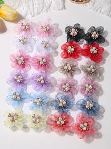 Bộ 10 kẹp tóc cho bé gái, đính ngọc trai và đá pha lê hình hoa, chất liệu vải chiffon, màu ngẫu nhiên, thiết kế hoa 3D hai lớp, nhẹ nhàng cho tóc, kẹp tóc đa năng dùng hàng ngày, phụ kiện tóc cho mùa tựu trường. - Nhiều màu - Xem 6