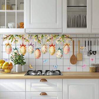 1 st påskträdsägg med hängande dekoration väggklistermärke, gör-det-själv avtagbar självhäftande tapet, sovrum vardagsrum heminredning