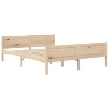 vidaXL Cadre de lit sans matelas bois de pin massif 120x200 cm - Tabac - Voir 1