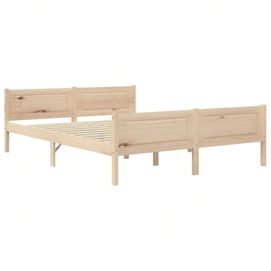 vidaXL Cadre de lit sans matelas bois de pin massif 120x200 cm - Tabac - Voir 1