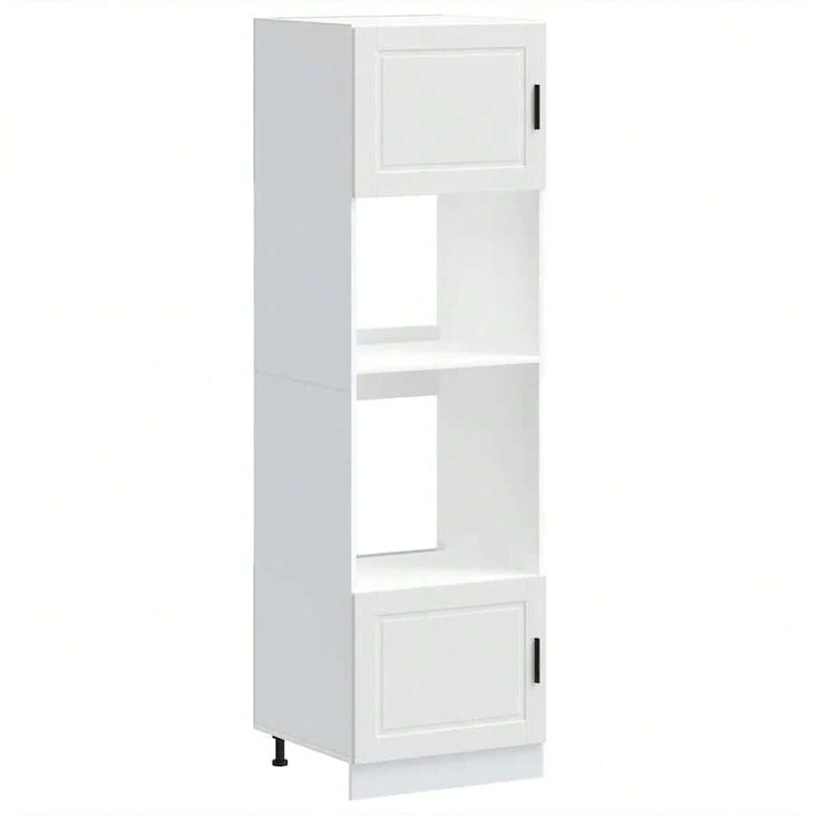 vidaXL Backofenschränke, 2-teilig, Porto White, Holzwerkstoff - Weiss - Übersicht 1