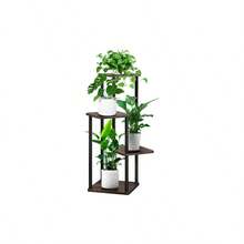6 Tier Wood Tall Plant Stand Metal Rack Indoor, Multiple Flower Pot Holder Shelves Corner Rack, Planter Shelf Display Rack Storage Organizer Patio Living Room Balcony GardenWhite Oak - 四層,黑橡木 - 查看 2