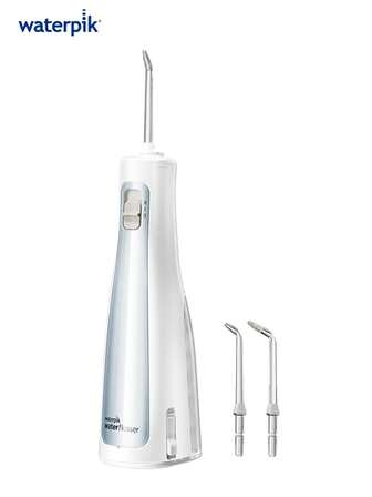 Waterpik sladdlös pulsladdningsbar bärbar vattentandtråd för tänder, tandkött, tandställning och resor med 2 tandtrådsspetsar, vattentät, bärbar sladdlös munsköljare