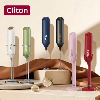 CLITON 梦幻礼物！电池式奶泡器——制作咖啡、拿铁和热巧克力的完美之选。三种款式（单头/经典款/不锈钢款）和六种颜色可选。圣诞节、情人节、复活节、乔迁之喜等各种场合的理想礼物！