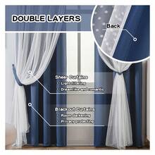 Navy Blue Blackout Curtains For  Bedroom - 63 Inch Polka Dot Sheer, 2 Panels - 如圖17 - 查看 2