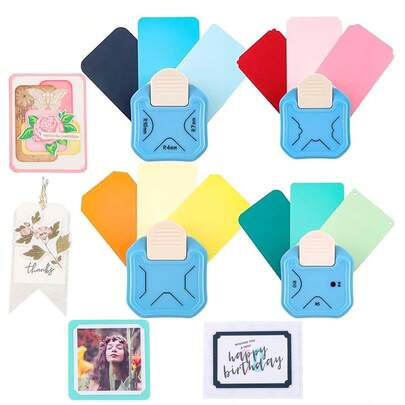 Perforadora 3 en 1 (redondeador/biselador de bordes/forma de belleza/perforadora de agujeros), cortador de 3 vías para scrapbooking, tarjetas fotográficas y manualidades de papel, tarjetas de visita