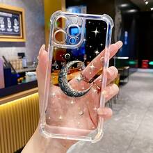 Una funda para teléfono con estampado de media luna, que presenta una resistencia a impactos minimalista y de alta gama, una funda de protección creativa personalizada y clásica, con protección contra golpes y caídas en las cuatro esquinas, adecuada para  17/17 Pro/17 Pro Max/17 Air/ 16/16 Pro/16 Pro Max/16 Plus/ 15/15 Pro Max/15 Pro/15 Plus/ 14/14 Pro/14 Plus/14 Pro Max/ 13/13 Pro/13 Pro Max/12/12 Pro/12 Pro Max/11/11 Pro/11 Pro Max/XR/X/XS/XS Max. Es el regalo de cumpleaños perfecto para novias, novios, esposos, esposas, amigos o para uno mismo, innovador y a la moda, adecuado tanto para hombres como para mujeres.Funda protectora con esquinas transparentes para resistencia a impactos. - Transparente 3190 - Ver 8