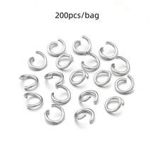 200pcs Stainless Steel Open Jump Rings, Necklace & Bracelet Connector Rings, Handmade Craft Rings, Beaded Bracelet Linking Rings, DIY Jewelry Making Findings - Single-loop Opening - View 17