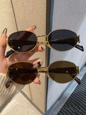 2 par retro små bågar ovala personliga eleganta modeglasögon, eleganta accessoarer lämpliga för dagligt bruk