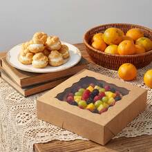 Tomnk 30/60pcs Bakery Boxes,10x10x2.5 Inches Cookie Boxes With Window, Cake Boxes For Chocolate Covered Strawberries, Cakes, Pies, Muffins, Donuts And Pastries, Mother's Day Gift Boxes - 彩色 - 查看 5