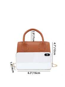 Matte Fashionable Versatile Minimalist Chain Handbag - Brown - View 2