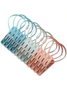 12pcs/Pack Clothespins With Rope - Lightweight Plastic Windproof Clips For Outdoor Drying, Travel Laundry Clips, And Multi-Purpose Clothesline Accessories; Durable, Weather-Resistant Clothing Clips For Home, Camping, Kitchen, And Bathroom; Secure Grip, Easy String Attachment, Quick Drying, Portable Clip Set For Delicates And Everyday Use - Multicolor - View 8