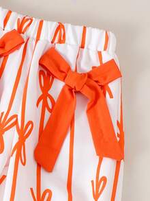 2pcs/Set Toddler Girls Casual Comfortable Tank Top + Pants Set, Lightweight Summer Outfit - Orange - View 5